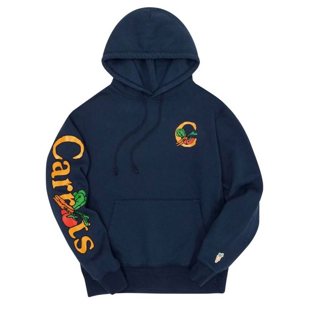 NEW CARROTS men's carrots wordmark hooded sweatshirt in navy